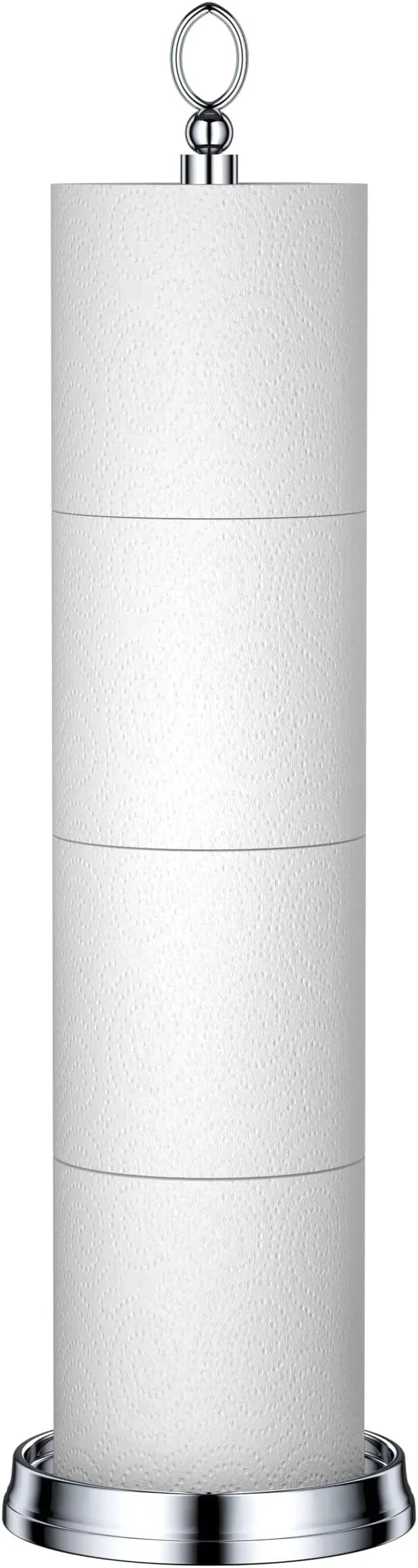 Heavy Weighted Toilet Paper Holder (with Reserve Function) Free Standing Toilet Paper Storage，Spare Toilet Paper Roll Holder Storage Stand for Bathroom Total Height 22.5" ，Chrome - ModernBath