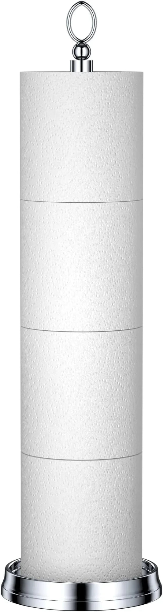 Heavy Weighted Toilet Paper Holder (with Reserve Function) Free Standing Toilet Paper Storage，Spare Toilet Paper Roll Holder Storage Stand for Bathroom Total Height 22.5" ，Chrome - ModernBath