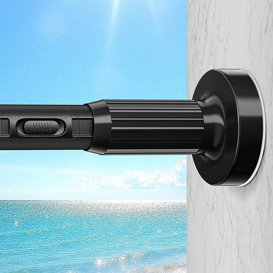 Treije Tension Curtain Rod 39-157In, Outdoor Extra Long Curtain Rod No Drilling for Window or Bathroom Patio, Adjustable Heavy Duty Shower Curtain Rod, Easy to Install, Never Rust, Non-Slip-Black - ModernBath