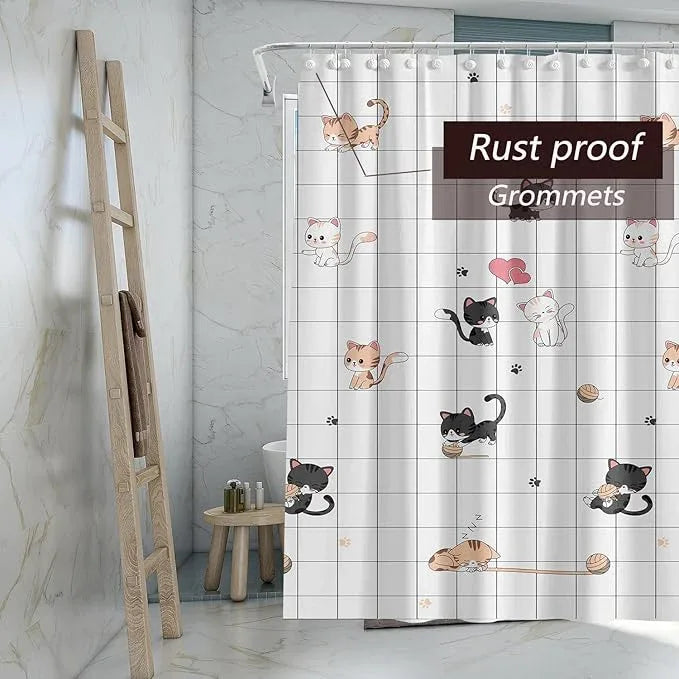 TIKABC Shower Curtain Liner, 4G PEVA Shower Liner, Plastic Waterproof Shower Curtains, with Grommet Holes and 3 Magnetic Weights(Little Cat) - ModernBath