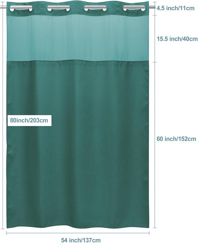 EUTXL Seaweed Green Stall No Hook Shower Curtain with Snap in Liner,230GSM Waffle Weave Shower Curtains for Bathroom,54W x 80H - ModernBath