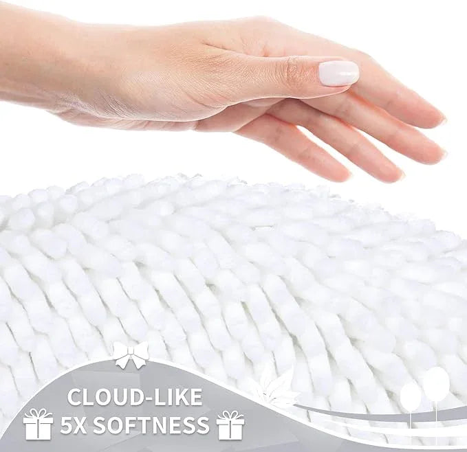 Yimobra Toilet Rugs U Shaped Washable, Extra Thick Soft Absorbent Chenille Contour Bathroom Rugs for Toilet 24x20 Inch, Quick Dry Non Slip Toilet Mat for Bath Floor, White - ModernBath