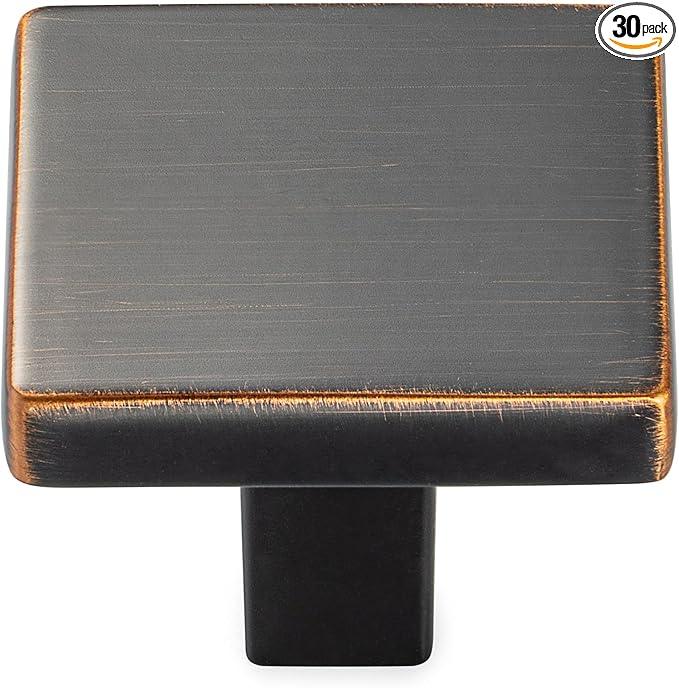 KOOFIZO 30 Pack Oil Rubbed Bronze Cabinet Knobs Bronze Drawer Knobs K03 Square Single Hole Cabinet Pulls for Cabinets Drawer Dresser Cupboard Bedroom Closet Bathroom Vanity - ModernBath