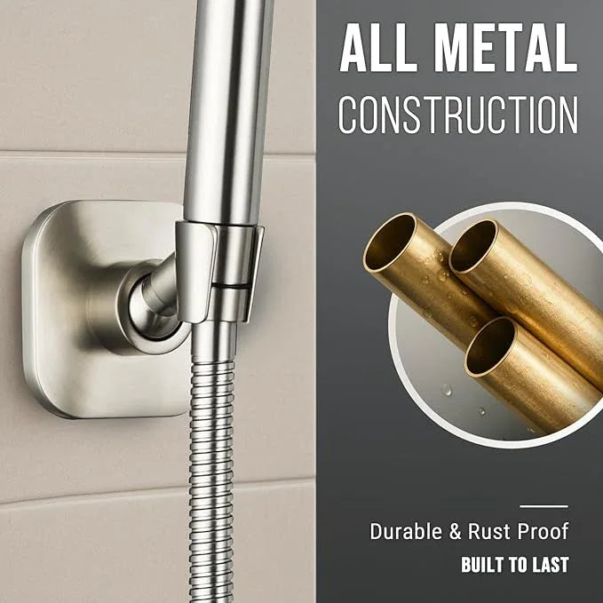 G-Promise All Metal Handheld Shower Head Holder, Adjustable Wall Mount Shower Wand Bracket, Strong Adhesive Disc Mount or Drill Installation (Brushed Nickel) - ModernBath