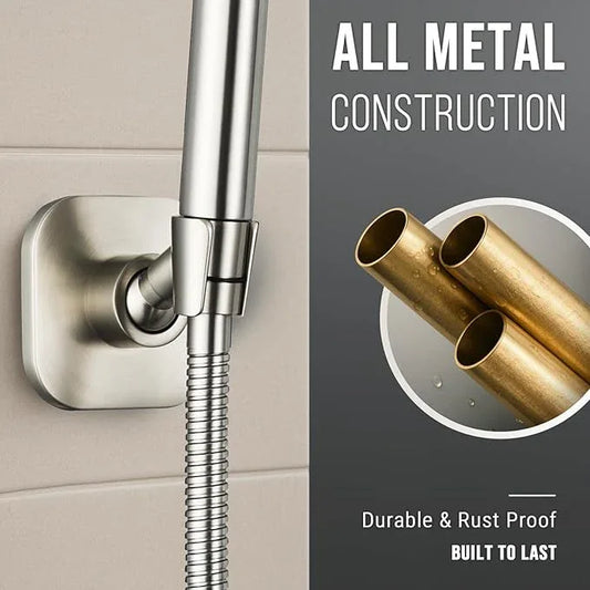 G-Promise All Metal Handheld Shower Head Holder, Adjustable Wall Mount Shower Wand Bracket, Strong Adhesive Disc Mount or Drill Installation (Brushed Nickel) - ModernBath