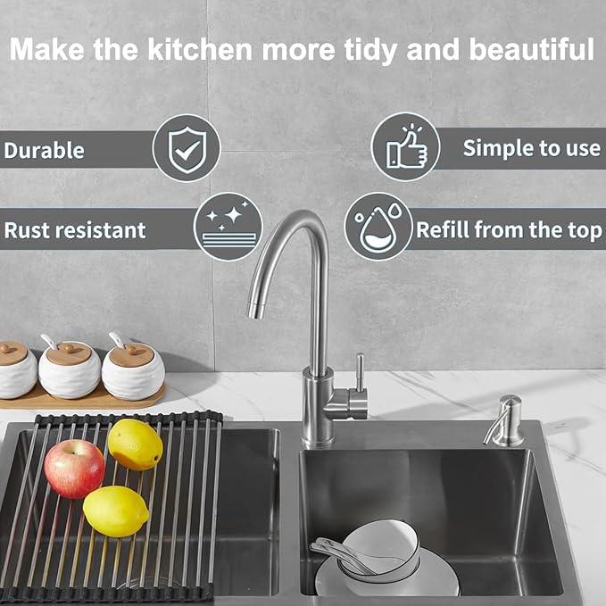 Soap Dispenser for Kitchen Sink,Stainless Steel Countertop Dish Soap Dispenser Pump with 47" Extension Tube - ModernBath