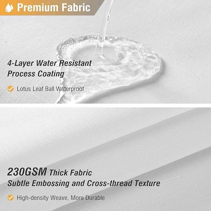 BTTN Fabric Shower Curtain, Linen Textured Heavy Duty Polyester Cloth Shower Curtain Set with Plastic Hooks, White, 84" W x 72" L (Pack of 1) - ModernBath