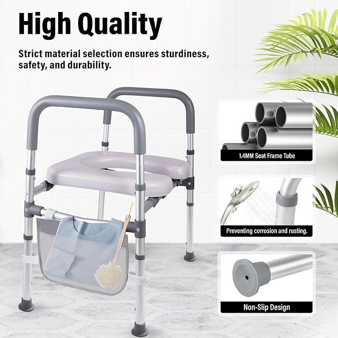 xlkkf Adjustable Raised Toilet Seat with Handles - FSA HSA Eligible Toilet Riser for Seniors & Handicap, Fits Any Toilet, Supports 400lbs - ModernBath