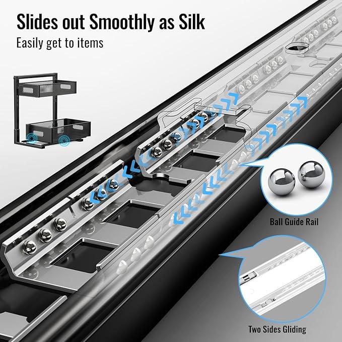 Under Sink Organizer, Silk-Smooth Metal Sliding Drawer Organizers and Storage Rack, Pull Out Cabinet Shelf for Kitchen, Bathroom, Pantry, Cabinet, Closet - ModernBath
