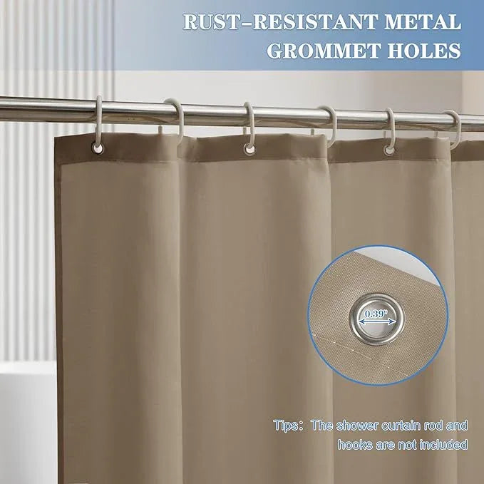 Nasitos Fabric Shower Curtain or Liner 4 Pack - W72 x H72 - Hotel Quality & Water Resistant Cloth Shower Liner for Bathroom, Machine Washable, Standard Size (Khaki, Include 8 Magnets) - ModernBath