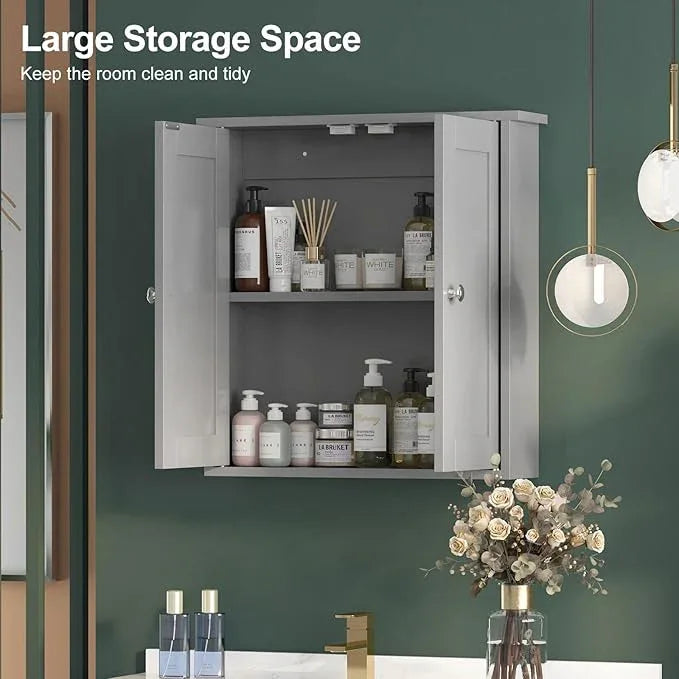 Bathroom Wall Cabinet,Medicine Cabinets for Bathroom Cabinet Wall Mounted,Medicine Cabinet Over Toilet,Surface Mount Medicine Cabinet for Laundry Room,Kitchen,Grey,22x23 - ModernBath