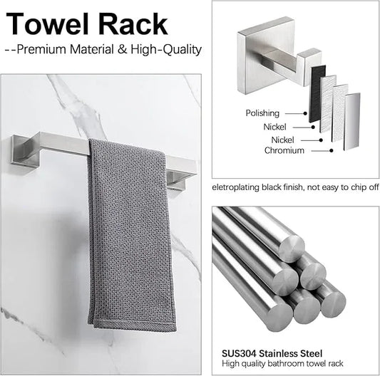 4-Pieces Bathroom Accessories Set, Towel Bar Towel Racks Towel Holder Toilet Paper Holder Stainless Steel Bathroom Hardware Set Wall Mounted Towel Racks for Bathroom, Brushed Nickel, 23 Inch - ModernBath