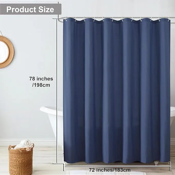 OVZME Zora 78 Inch Shower Curtain Set with 12 Plastic Hooks, Plain Fabric Shower Curtain for Bathroom - Long Shower Curtain, Water Resistance, Machine Washable Soft Cloth, 72WX78L, Dusty Blue - ModernBath