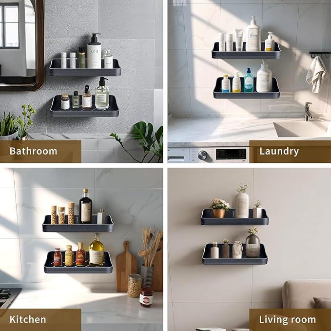 Luxury Shower Caddy, Rustproof Metal Large Capacity Bathroom Shelves for Storage, Adhesive or Drill Mounting for Kitchen Holder & Organizer (2 Pack) - ModernBath