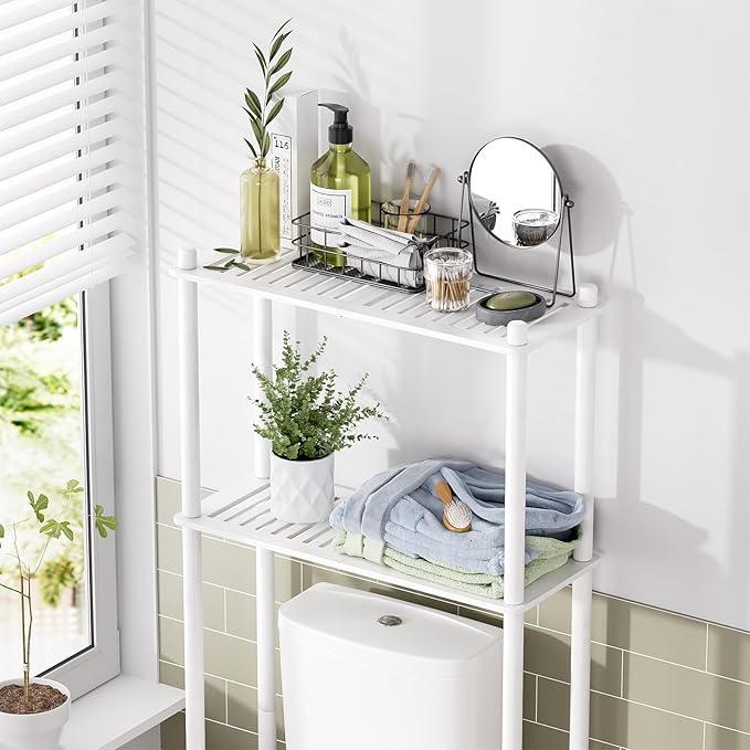 AmazerBath Bamboo Over The Toilet Storage Shelf, 2-Tier Over Toilet Bathroom Organizer Rack, Bathroom Shelves Over Toilet Space Saver, White - ModernBath