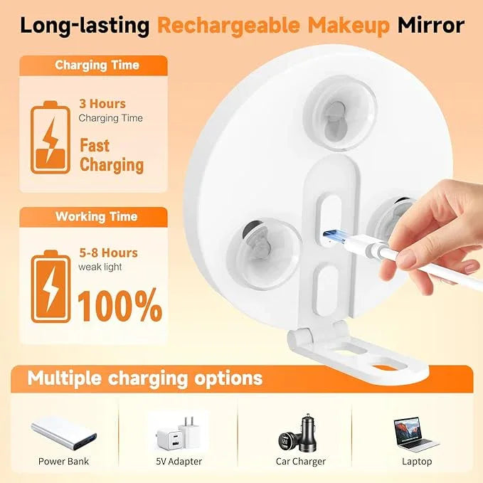 Travel Makeup Mirror with Lights, Lighted Magnifying Mirror 10X, 4-in-1 Portable for Handheld, Tabletop, Hanging and Wall Mount with Suction Cup and 3 Color Light, Ideal Gift for Women and Seniors - ModernBath