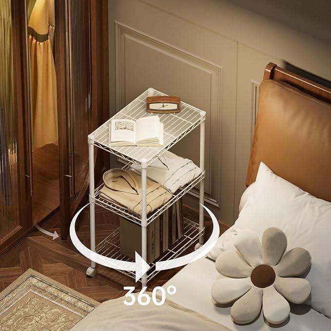 SINGAYE 3 Small Shelves Storage Shelf Wire Shelving Unit Metal Shelf Adjustable Organizers Storage Shelving with Wheels for Bathroom Laundry Room Kitchen Pantry11.5”D x 17.3”W x 30”H White - ModernBath