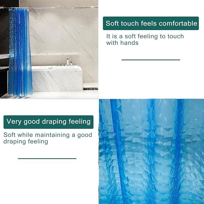LQFMEHOT EVA Blue Shower Curtain Liner, 3D Water Cube 5G Shower Liner with 12 Rustproof Metal Grommets and Weighted Magnets, Waterproof Duty for Bathroom 72 x 72 - ModernBath