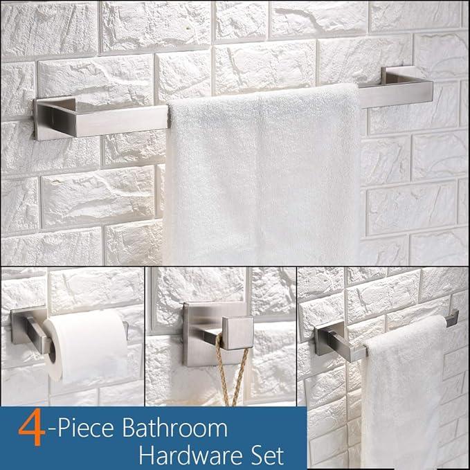 TURS 4 Pieces Bathroom Hardware Accessories Set Brushed Towel Holder Set,Wall Mounted,Premium Stainless Steel.Q7BRP4-40CM - ModernBath