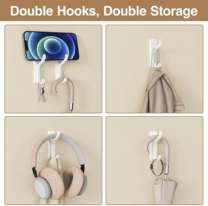 pickpiff Adhesive Wall Coat Hooks - Heavy Duty Stick-On Door Hanger, Metal Hook for Hanging Towel,Purse, Robe, Backpack, Jacket, Clothes - for Bathroom,Dorm, Closet, Kitchen - White, 6 Pack - ModernBath