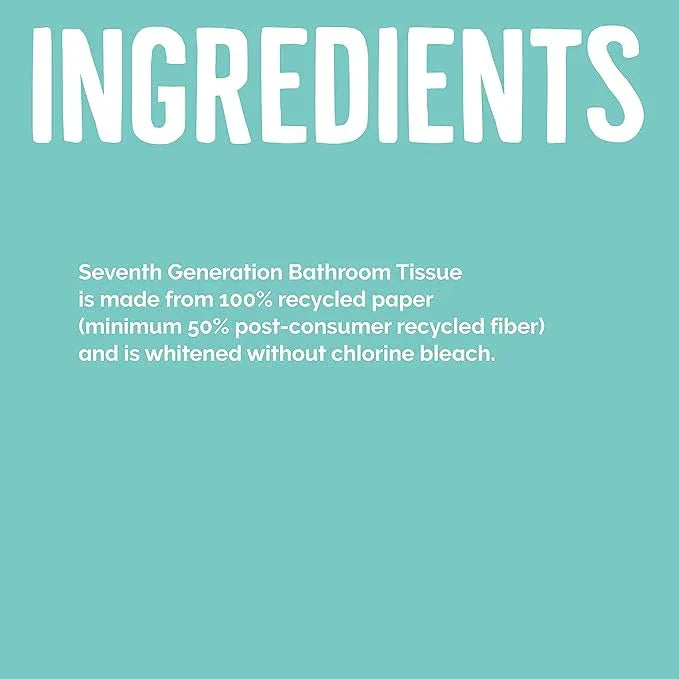 Seventh Generation Toilet Paper White Bathroom Tissue 2-ply 100% Recycled Paper without Chlorine Bleach 24 count, Pack of 2 - ModernBath