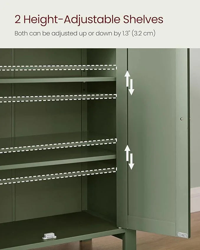 VASAGLE Floor Storage Cabinet, Freestanding Storage Unit with 2 Adjustable Shelves, for Bathroom Living Room Dining Kitchen, 11.8 x 23.6 x 31.5 Inches, Forest Green UBCB060C01 - ModernBath