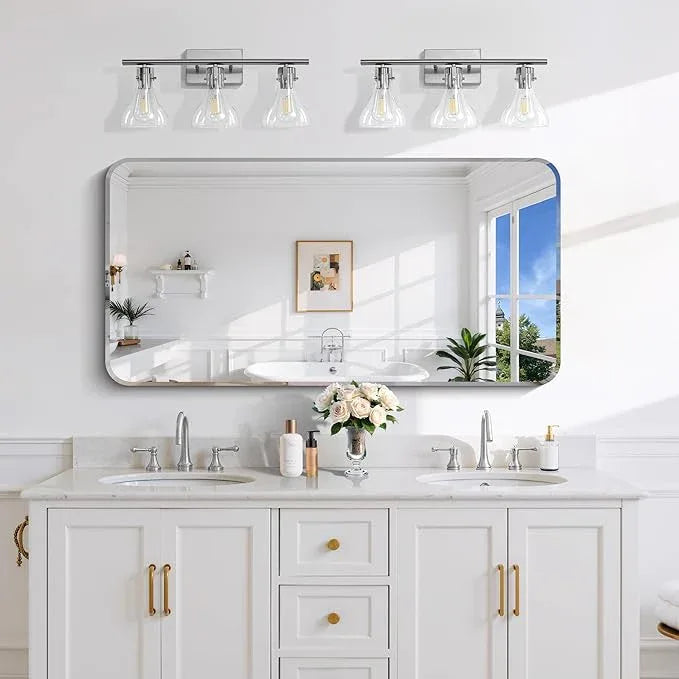 CILIBER Frameless Mirror, 24x48 Beveled Bathroom Mirror Rounded Corner, Frameless Wall Mirror Shatterproof Tempered Glass Lightweight Design for Bedroom Living Room Entryway - ModernBath