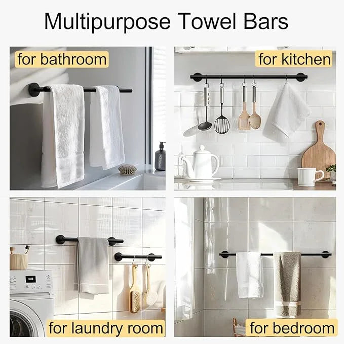 Bath Towel Bar, 20 Inch Towel Racks for Bathroom Wall Mounted, Heavy Duty Bathroom Towel Holder Organizer, Stainless Steel Modern Home Decor Towel Rod, Matte Black - ModernBath