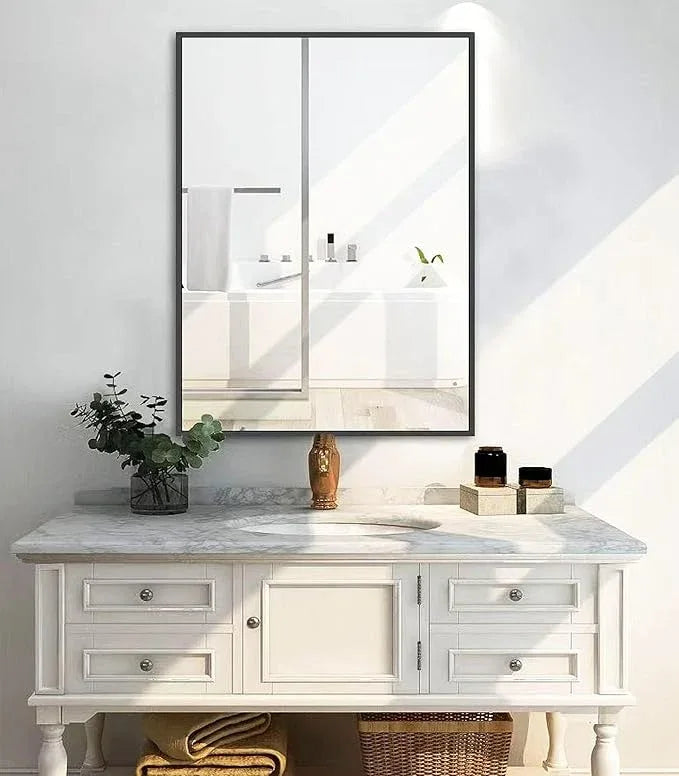 MEETDH Rectangle Bathroom Mirror 30x40 inch, Large Mirror with Black Frame, Rectangular Vanity Mirror 30" X 40", Modern Matte Wall Mounting Mirrors, Hang Horizontal or Vertical - ModernBath