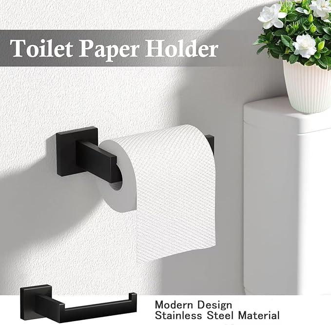 4 Sets Bathroom Accessories Set, Stainless Steel Bathroom Hardware Set, Towel Racks for Bathroom Wall Mounted 24 Inch Bath Towel Bar Set-Matte Black - ModernBath