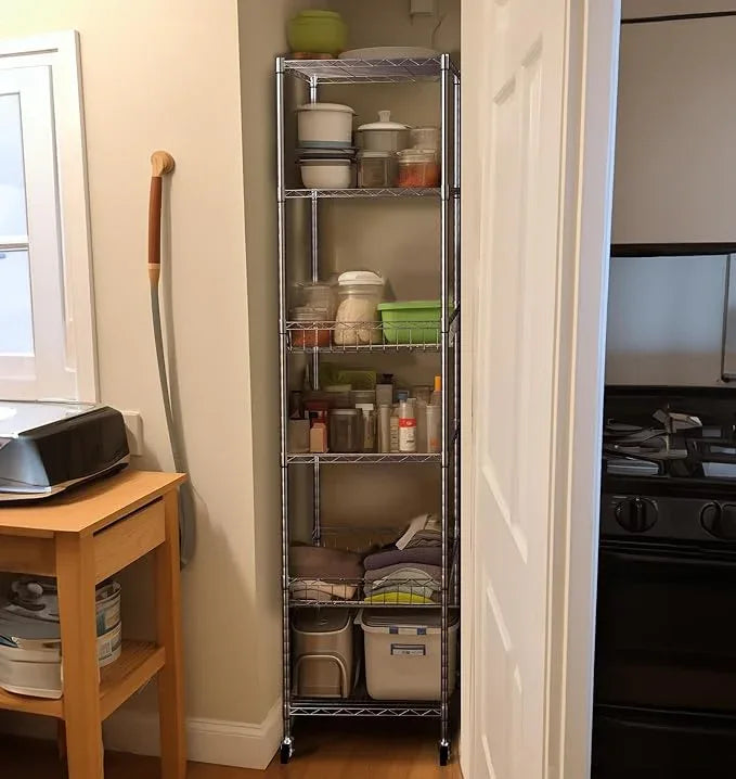 Finnhomy Heavy Duty 6 Tier Wire Shelving Unit with Wheels 18x18x72-inches 6 Shelves Storage Rack Thicken Steel Tube, Adjustable Shelving Rack for Kitchen Bathroom Office, NSF Certified, Chrome - ModernBath