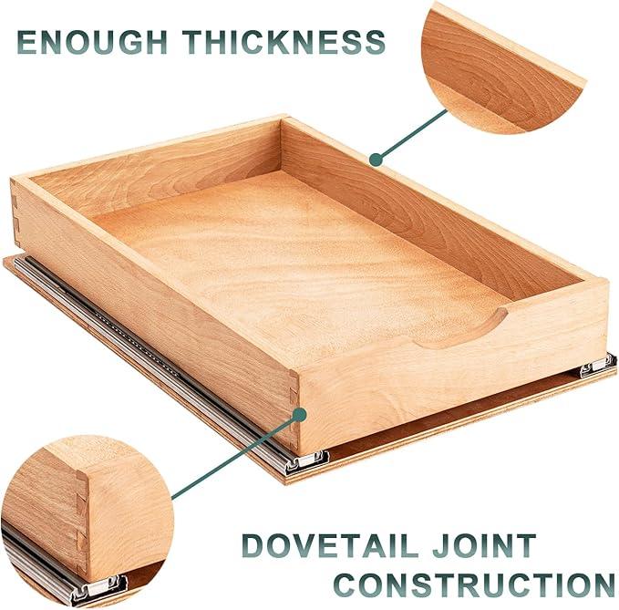 Pull Out Drawers for Kitchen Cabinets, Pull Out Cabinet Organizer, Fully Assembled Wood Cabinet Pull Out Drawer, Fast and Easy DIY Installation, 14”W x 21”D - ModernBath