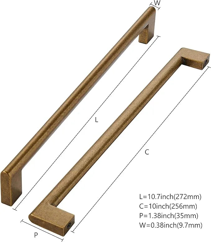khtumeware 10 Inch Hole Center 2 Pack,Vintage Solid Antique Brass Cabinet Pulls Heavy Duty Kitchen Drawer Handle Antique Cabinet Hardware for Bathroom, Drawer, Cabinet - ModernBath