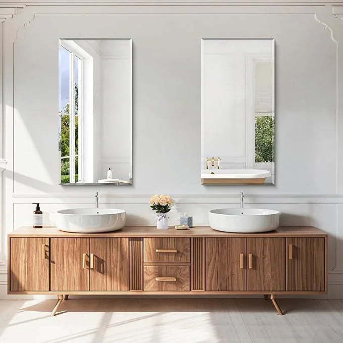 KOCUUY Beveled Mirror, 20x40 Inch Frameless Bathroom Mirror for Over Sink, Upgraded Shatterproof Beveled Unframed Design Mirror for Bathroom, Bedroom, Hang Horizontal/Vertical - ModernBath