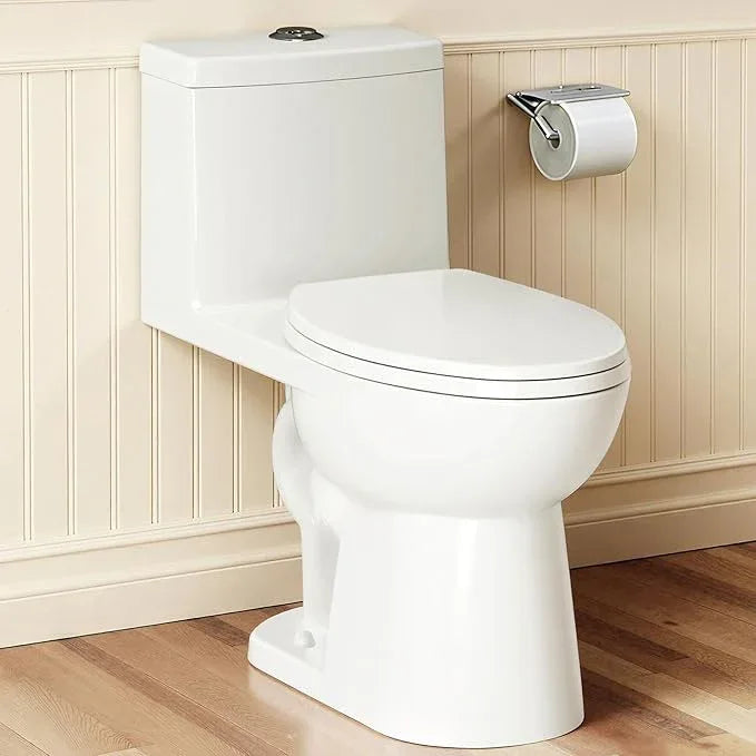 Alphabath 17" Comfort Height Toilet with Soft close seat, One piece Toilets for Bathrooms Elongated, Dual Flush 0.8/1.28 GPF, Nano Self-Cleaning Glaze, Easy to Clean&Install, ADA Height, 12" Rough-In - ModernBath