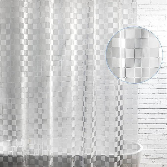 WELTRXE EVA Shower Curtain Liner 72x72 Inch 8G Heavy Duty Clear Shower Liner with Design, Plastic Shower Curtains for Bathroom Bathtub, Shower Stall, 3D Frosted Square Pattern, 3 Magnets - ModernBath