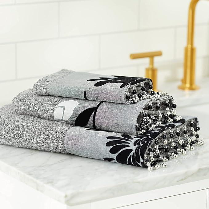 Zahari Home Erica Bathroom Towel Set - 3 Piece Modern Decor Grey Towel Set - ModernBath