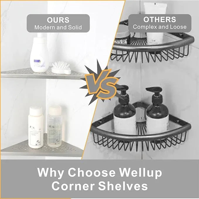 Brushed Nickel 10’’ Corner Shower Shelf Bathroom Shower Shelves, 2 Pack Triangular 304 Stainless Steel Shower Corner Shelf for Tiled Walls, No Drilling - ModernBath