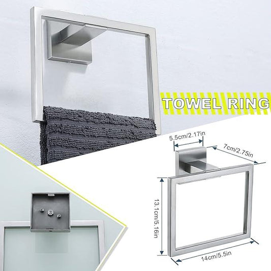 Brushed 4-Piece Bathroom Hardware Set Premium Stainless Steel Bath Towel Bar Sets Wall Mounted Bathroom Toilet Paper Holder with Shelf Set, 23.6 Inch - ModernBath