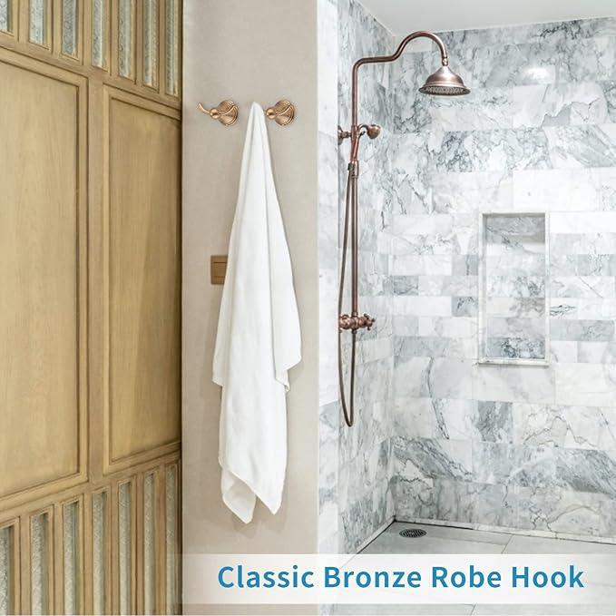 FILTA Bathroom Towel Hooks, Brushed Brass Robe & Towel Hooks for Wall Mounted, Traditional Towel and Robe Hooks for Hanging Towels, Bath Towel Holder for Shower(2 Pack) - ModernBath