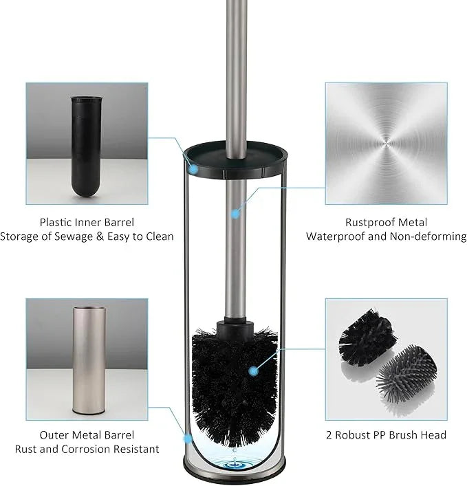 KLDKLD Toilet Brush and Holder Set Premium Material Toilet Bowl Cleaner Free Standing Toilet Bowl Brush and Holder 1pack Brushed Nickel - ModernBath
