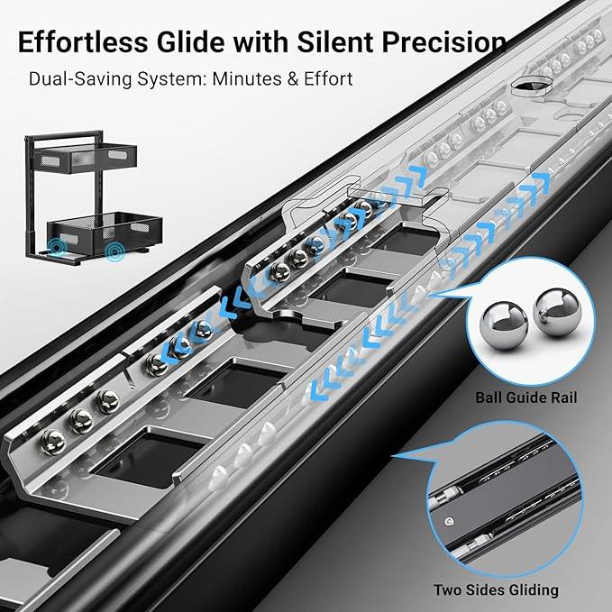 Under Sink Organizer, Metal Under Sink Organizers and Storage, Slide Out Pull Out Cabinet Organizer for Kitchen, Bathroom, Pantry, Laundry, Study, Black - ModernBath