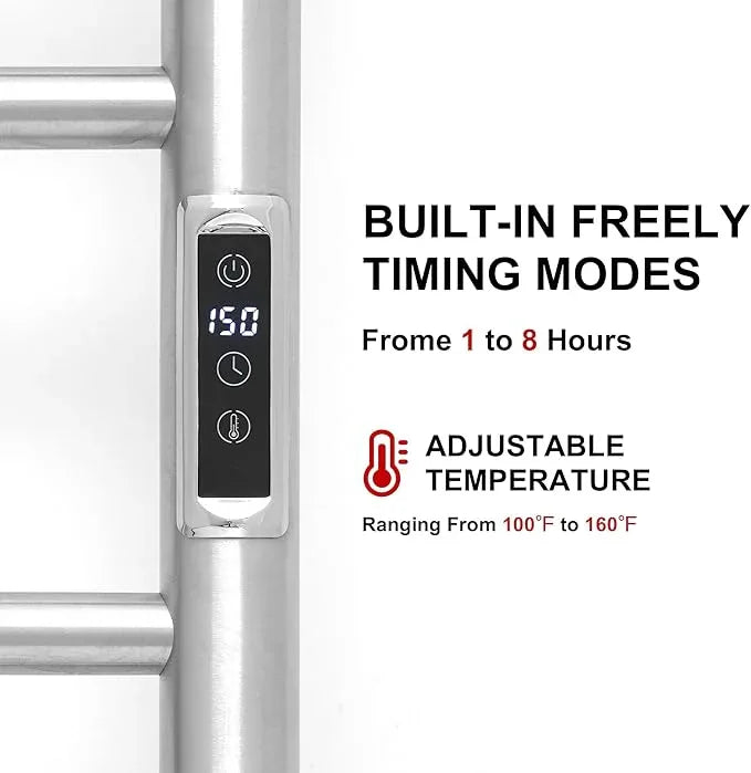 Electric Towel Warmer Rack,Heating Towel Warmer,Timer & Temperature Control,Wall-Mounted Plug-in for Bathroom,Brushed,Stainless Steel,10-Bar(31.5x20.08x4.41in) - ModernBath