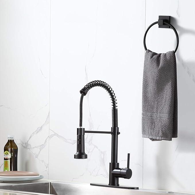BVL Towel Ring Black, Hand Towel Holder Ring Hanger for Bathroom Kitchen ,Metal Round Towel Holder Wall Mounted Towel Rack,2 Pack 206322 - ModernBath