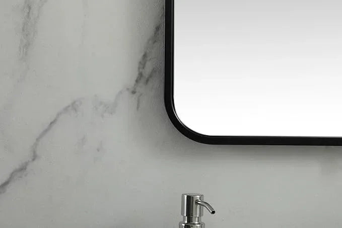 ARS Concepts Aura, Soft Corner Metal Square Mirror 24X24 Inch in, Modern, Black - ModernBath