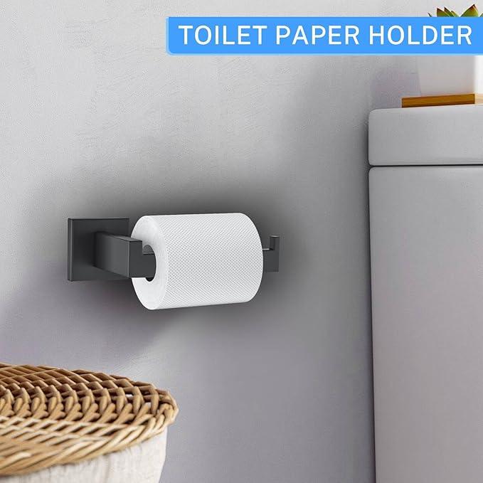10-Piece Matte Black Bathroom Hardware Accessories Set Black Towel Bar Set Towel Holder Set Stainless Steel Wall-Mounted Towel Rack Set for Bathroom,23.6 Inch Towel Bar - ModernBath
