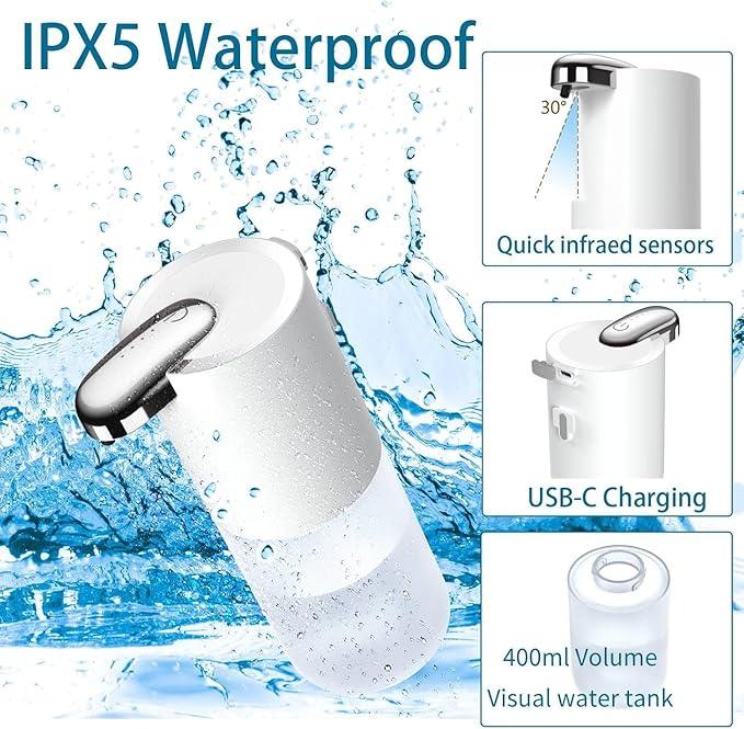2Pack Automatic Foaming Soap Dispenser, Touchless Soap Dispenser Wall Mount 4 Level Adjustable Sensor Electric Soap Hand Dispenser,USB C Rechargeable Dish Dispenser for Bathroom - ModernBath