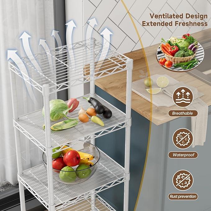 4 Tier Adjustable Storage Shelves,Heavy Duty Metal Utility Shelf Wire Shelving Unit Organizer Rack for Home Kitchen Office Bathroom Pantry Room 12" D x 18" W x 44.5" H - ModernBath