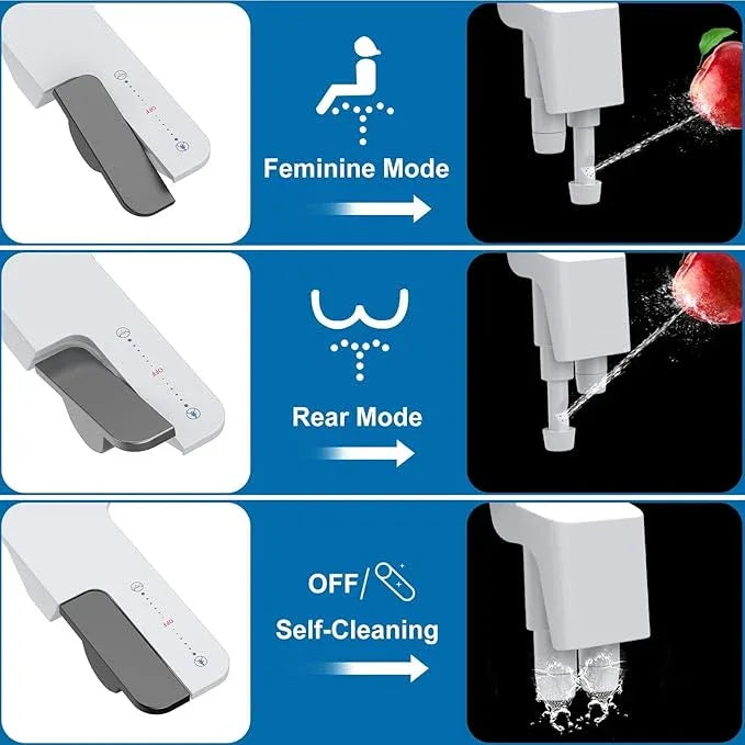 Bidet Attachment for Toilet, Non-Electric Bidet Self-Cleaning Dual Nozzle (Feminine/Rear Wash), Cold Water Bidets Sprayer for Existing Toilets Cover with Adjustable Pressure, Easy to Install, Grey - ModernBath