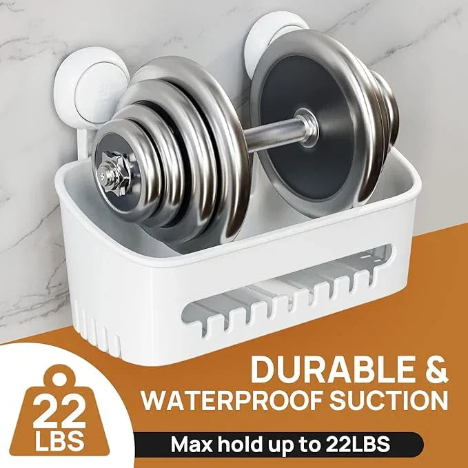 LEVERLOC Shower Caddy Suction Cup Shower Shelf Basket Suction Pack of 2 One Second Installation Removable Powerful Bathroom Organizer Max Hold 22lbs Shower Storage Plastic - ModernBath